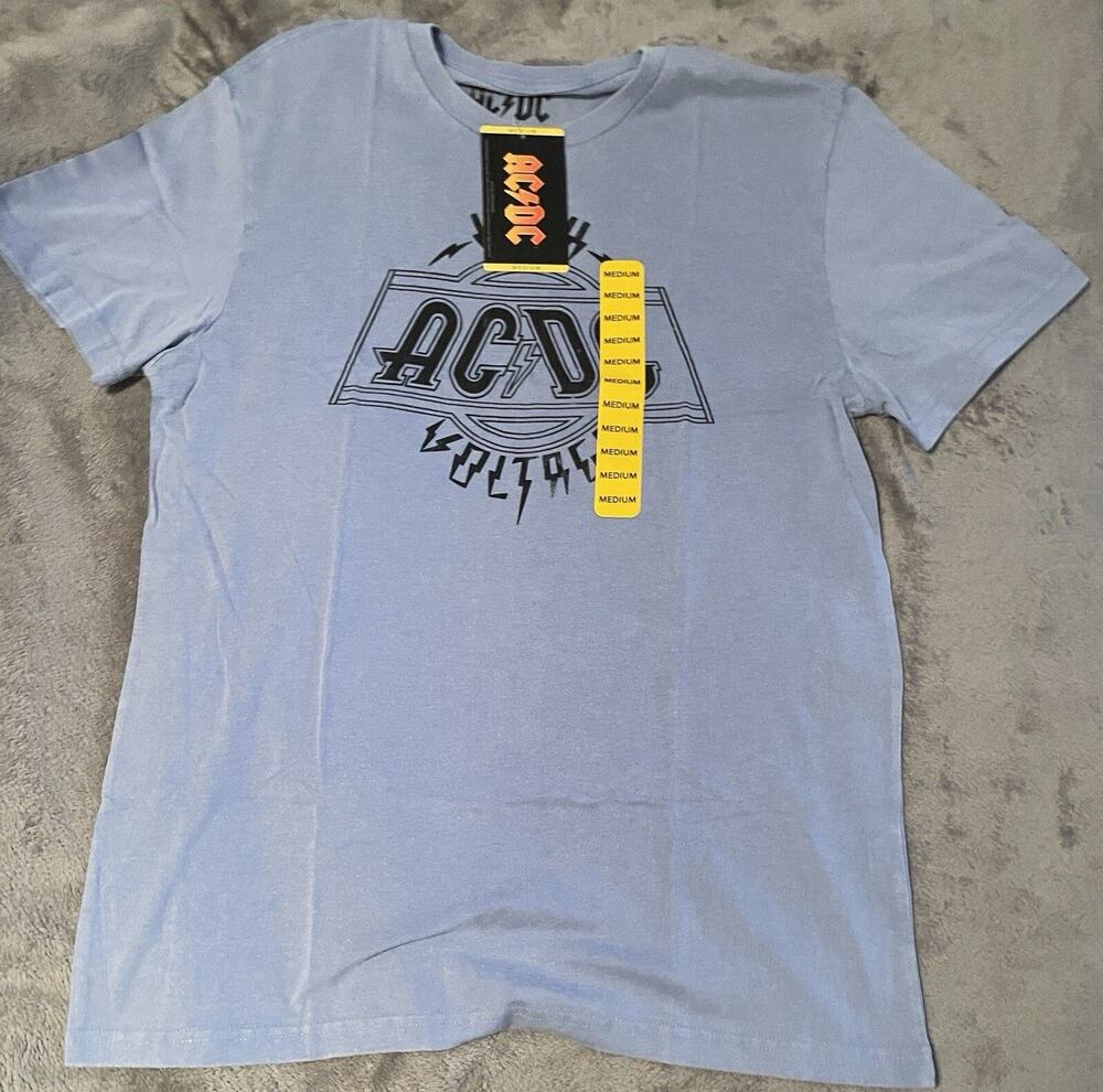 AC-DC Men's Soft  Band Logo  Flow Blue T-Shirt Size Medium NEW